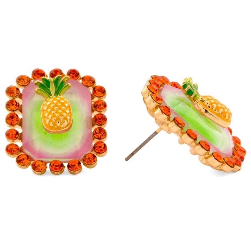 Betsey Johnson Jewelry Pineapple Stone Stud Earrings